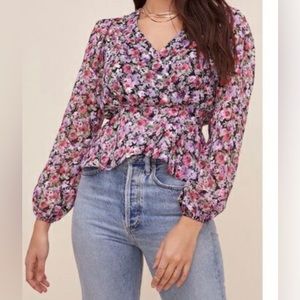 Astr the label peplum style floral blouse